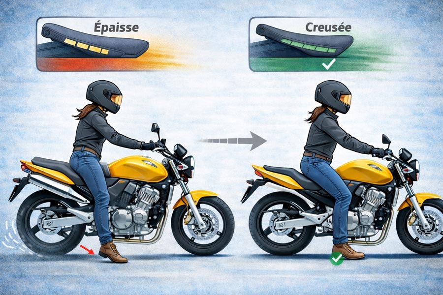 ergonomie selle moto confort : abaissement de selle